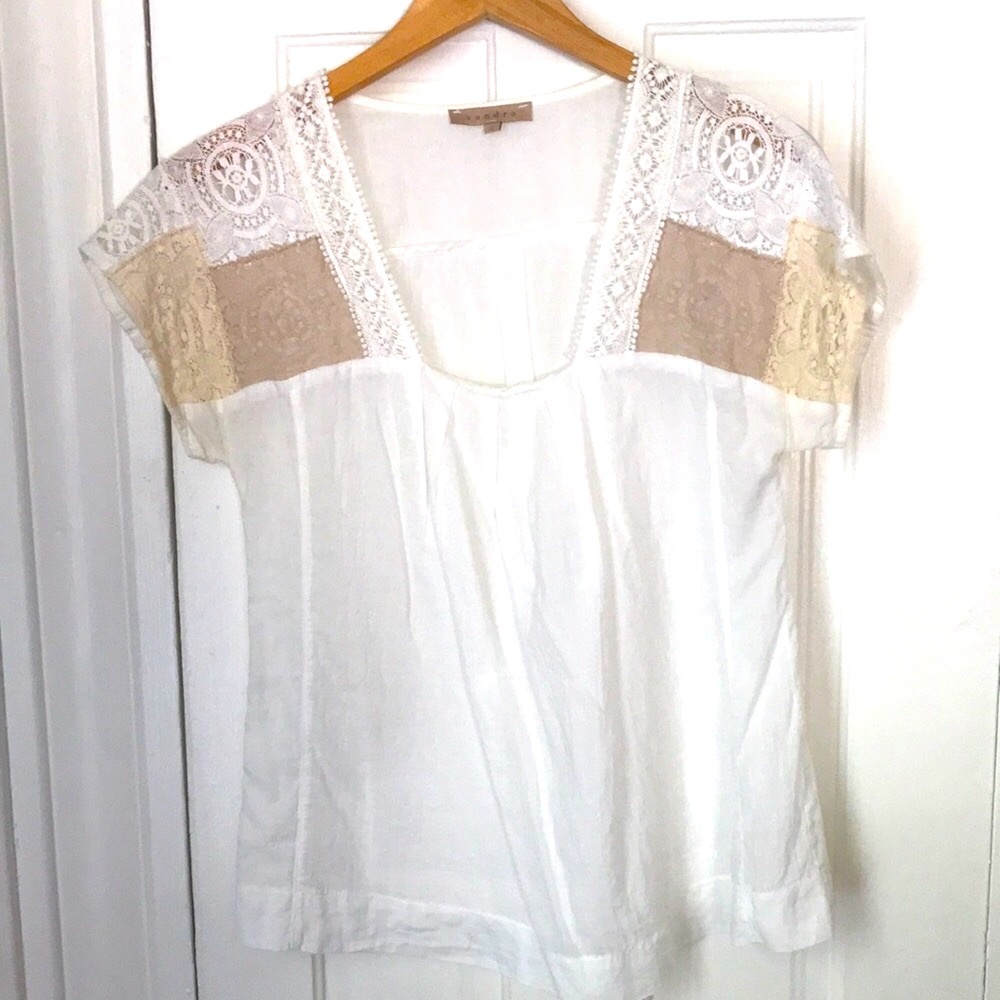 Sandro Embroidered Top, Sz 4-6 US